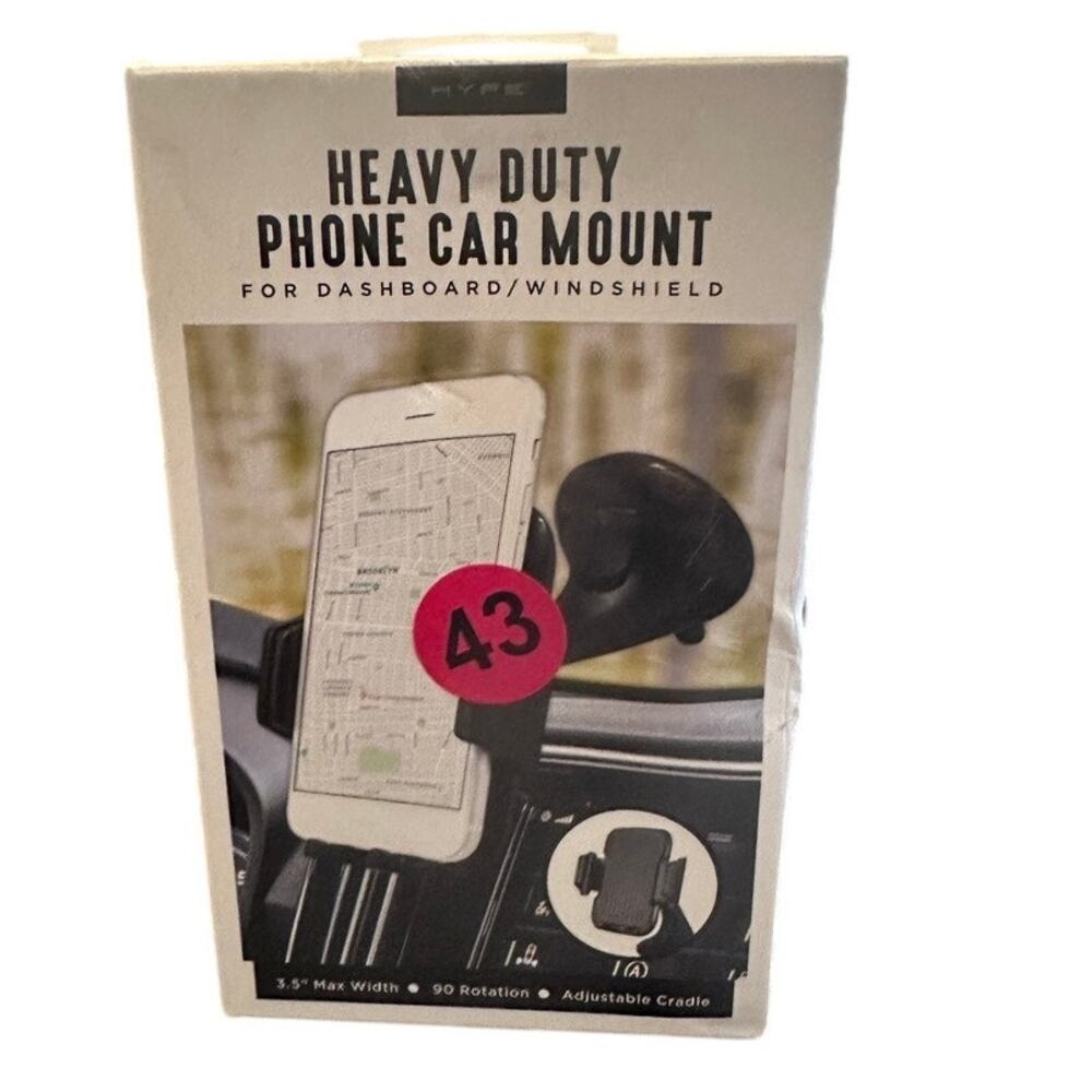 Hype Heavy Duty Phone‎ Car Mount Dashboard Windshield Adjustable Cradle Black